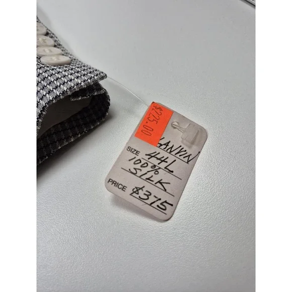 Vintage Lanvin Paris Blazer Mens 44L Gray 100% Silk Check Sport Coat Jacket 80s